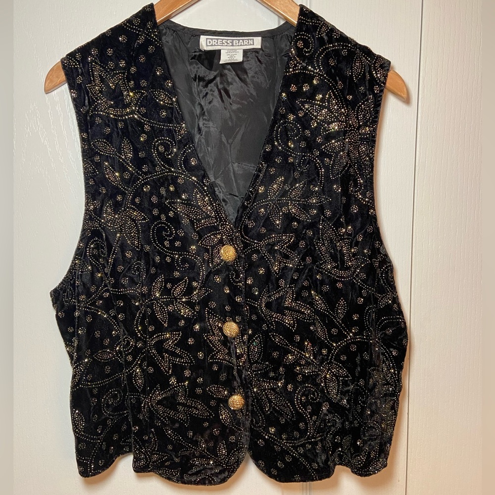 Vintage Black and Gold glittery vest